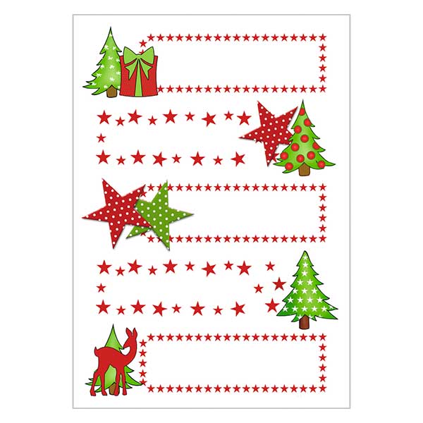 Klistermærker "Stars & Fir" (10 klistermærker med glitter) | 4 ark = 10 papirklistermærker Klistermærker "Stars & Fir" (10 klistermærker med glitter) | 4 ark = 10 papirklistermærker