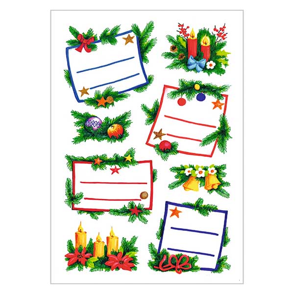 Klistermærker "Fir arrangement" (16 klistermærker med glitter) | 2 ark = 16 papirklistermærker Klistermærker "Fir arrangement" (16 klistermærker med glitter) | 2 ark = 16 papirklistermærker