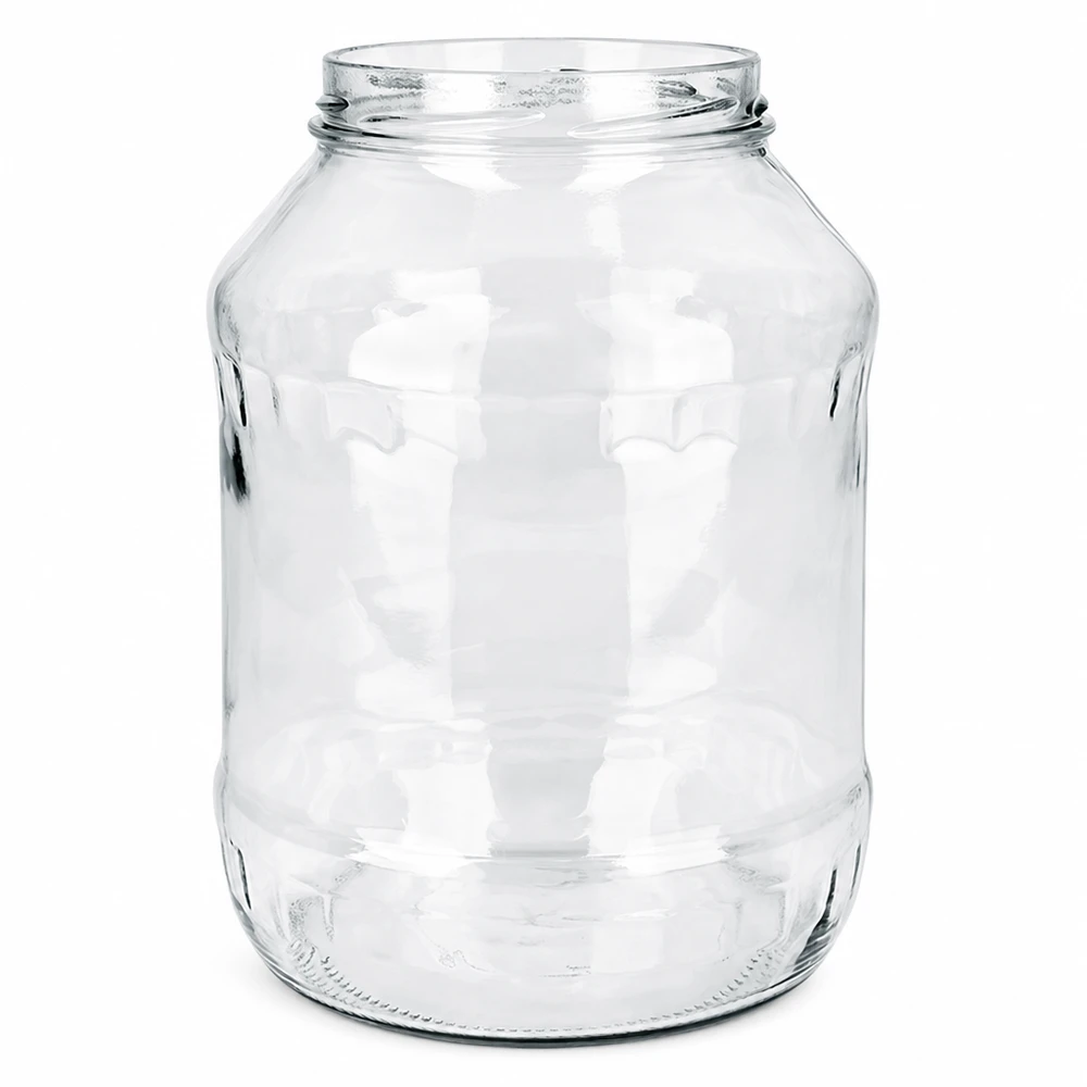 UNiTWIST Runda2650 - Briller med en kapacitet på 2650 ml TO100 Tom rund glaskrukke 2650 ml med TO100-gevind UNiTWIST Runda2650 konserveringskrukke uden låg Opbevaringskrukke