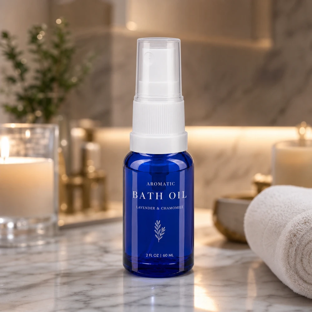 10 ml blå sprayflaske med pumpeforstøver til æteriske olier og aromaterapiprodukter