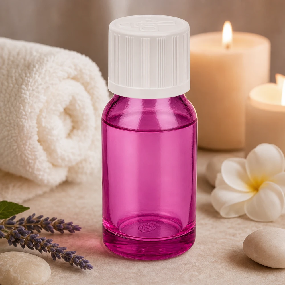10 ml flaske 11 mm skruelåg hvid standard børnesikret PurpleLine UT18/10 PurpleLine 10 ml flaske med 11 mm åbning, ideel til DIY-kosmetik og produktion af naturkosmetik