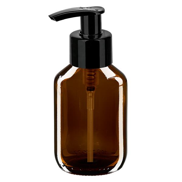 100 ml medicinflaske brun, med dispenserpumpe sort ApoGlas. Farmaceutisk kvalitet fra EU-produktion. 28 mm (PP28) gevind. (sirup, let glasflaske) 100 ml medicinflaske brun, med dispenserpumpe sort ApoGlas. Farmaceutisk kvalitet fra EU-produktion. 28 mm (PP28) gevind. (sirup, let glasflaske)