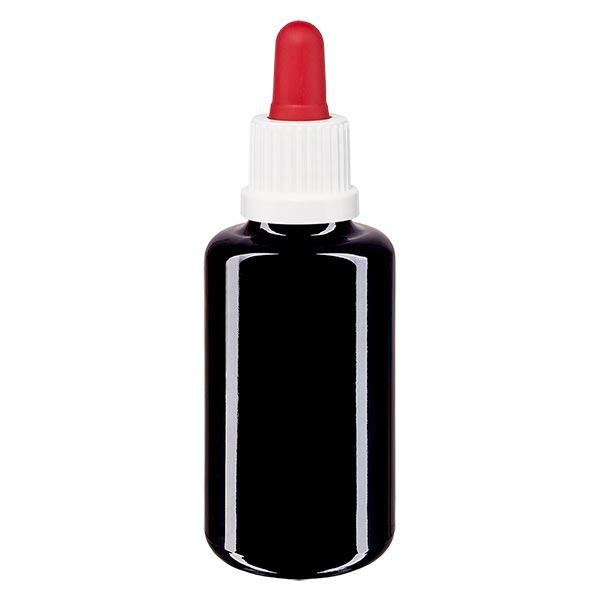 Apoteksflaske viol. 30ml pipette hvid/rød OV Apoteksflaske viol. 30ml pipette hvid/rød OV