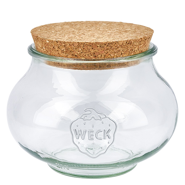 1062 ml smykkekrukke WECK RR100 med kork natur