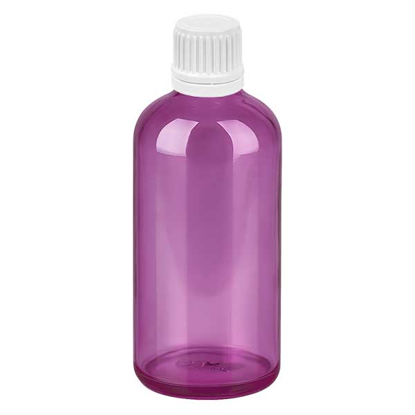 100 ml dråbeflaske 0,7 mm hvid Originality skruelåg PurpleLine UT18/100