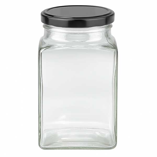 260 ml tetra-krukke med BasicSeal-låg sort UNiTWIST