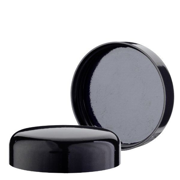 Skruelåg sort, gevind 52mm ApoGlas. Farmaceutisk kvalitet fra EU-produktion. Til 50 ml glaskrukke (art. nr. 104800). Skruelåg sort, gevind 52mm ApoGlas. Farmaceutisk kvalitet fra EU-produktion. Til 50 ml glaskrukke (art. nr. 104800).
