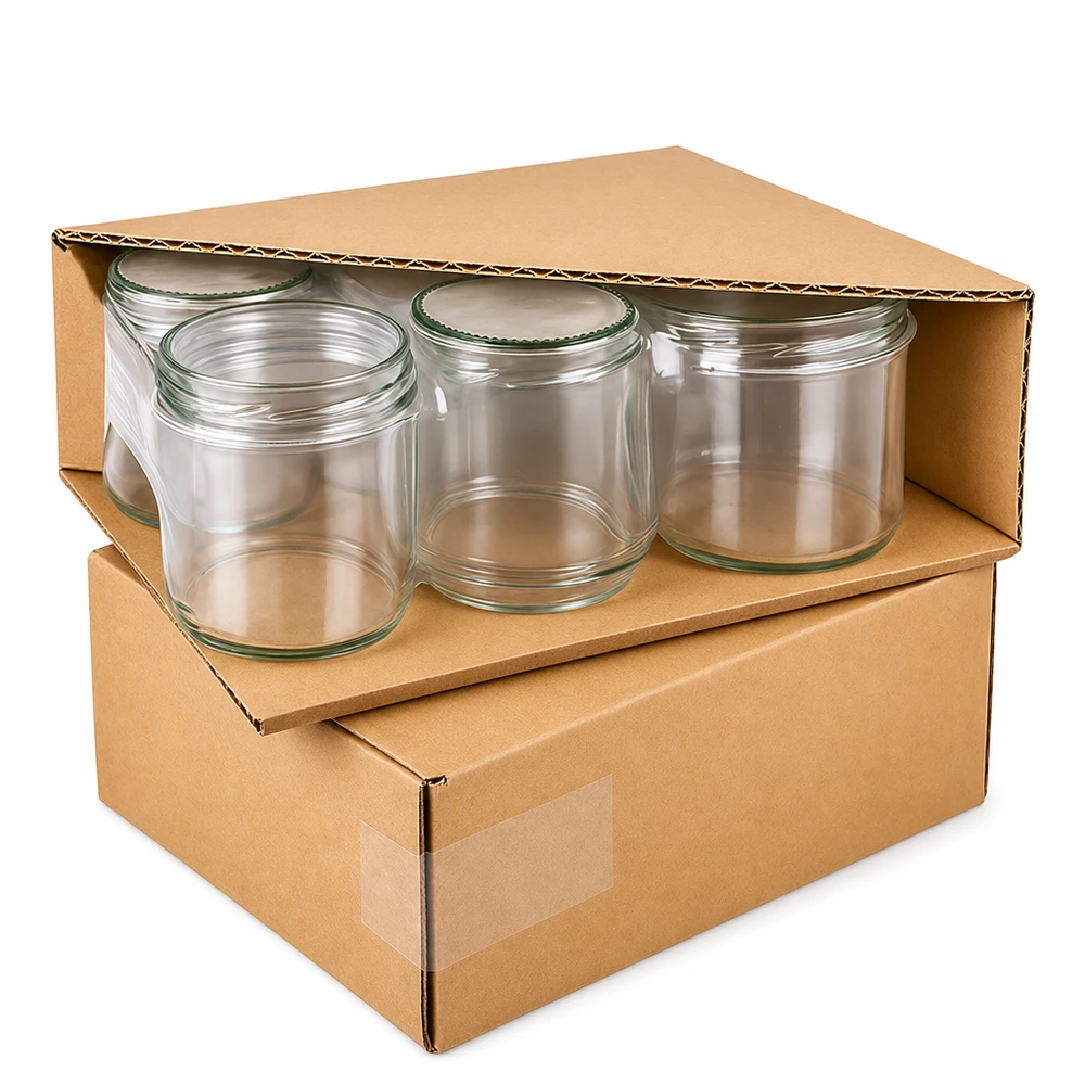 795 ml rund glas + BasicSeal låg Blume mint UNiTWIST Emballering af 795 ml runde krukker med mynteblomsterlåg i papkasse, professionel levering af konserveringskrukker