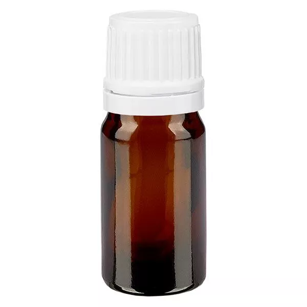 Apoteksflaske brun 5ml dryp v. 1,2 mm hvid OV Apoteksflaske brun 5ml dryp v. 1,2 mm hvid OV