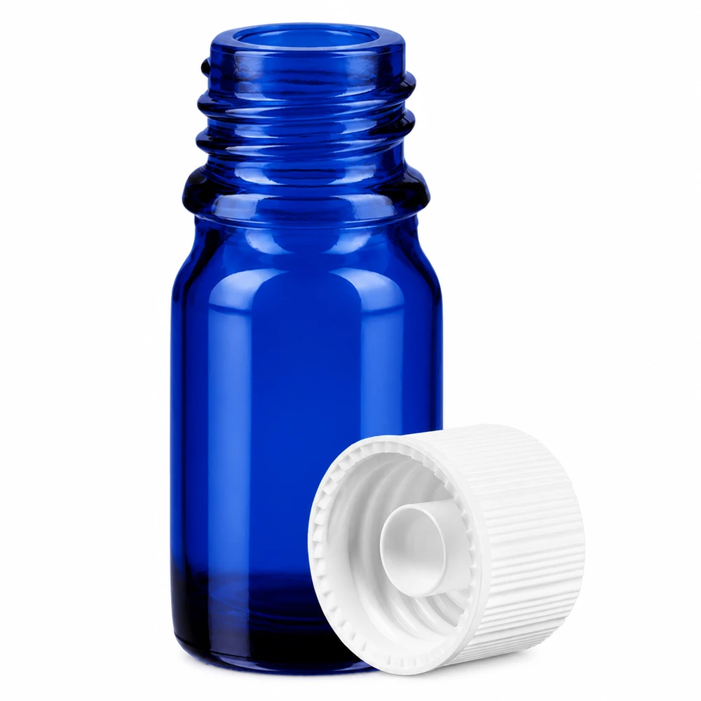 5ml flaske 11mm SV hvid STD BlueLine UT18/5 5 ml blå glasflaske med 11 mm gevind SV hvid Standard BlueLine-serien til præcis dosering