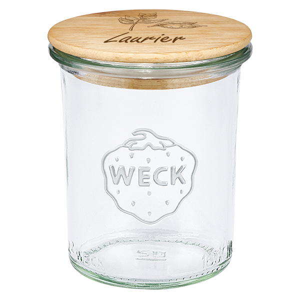Couvercle en bois "Laurier" avec WECK verre plongeant 160ml Couvercle en bois "Laurier" avec WECK verre plongeant 160ml
