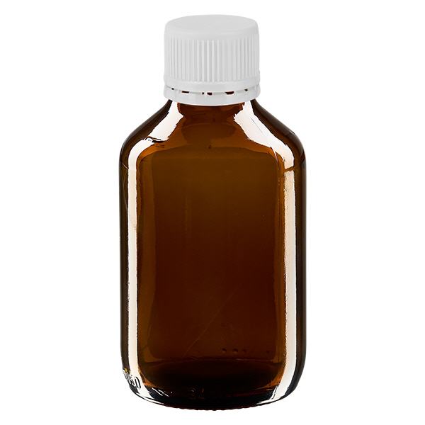150 ml medicinflaske ravfarvet, hvid hætte med manipulationssikker ring ApoGlas. Farmaceutisk kvalitet fra EU-produktion. 28 mm (PP28) gevind. (sirup, let glasflaske) 150 ml medicinflaske ravfarvet, hvid hætte med manipulationssikker ring ApoGlas. Farmaceutisk kvalitet fra EU-produktion. 28 mm (PP28) gevind. (sirup, let glasflaske)