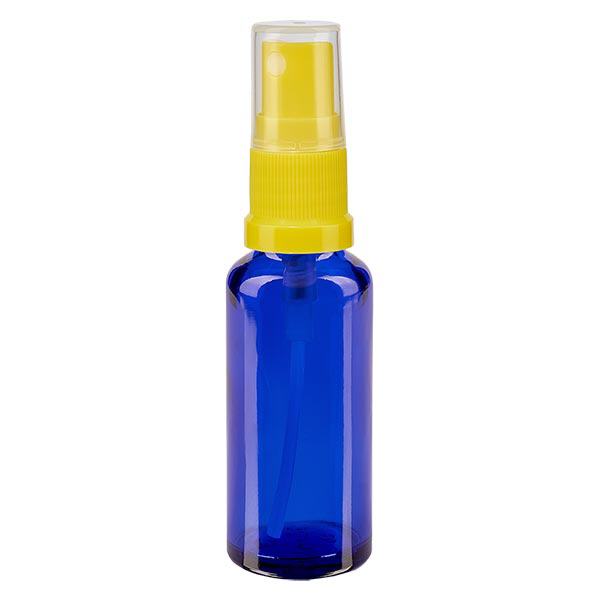 Apotekerflaske blå 30 ml spraytilbehør gul Apotekerflaske blå 30 ml spraytilbehør gul