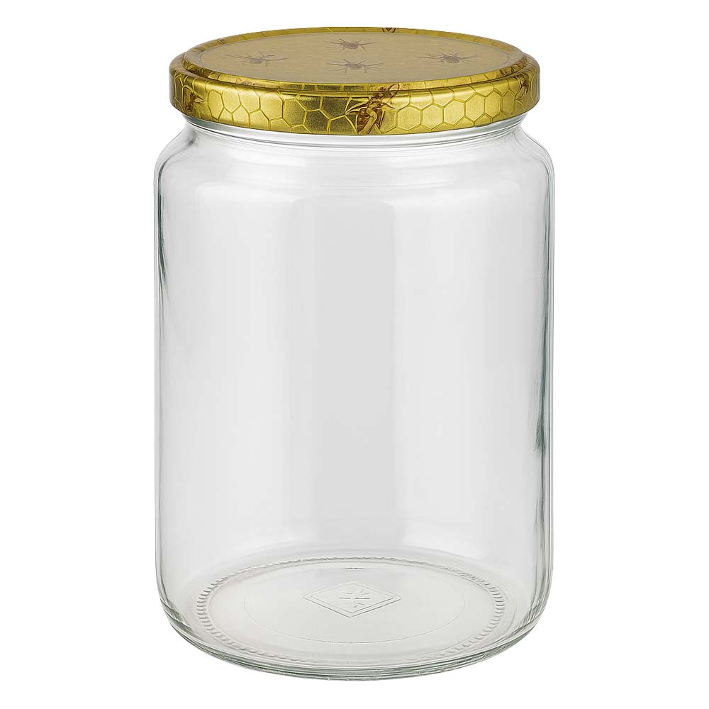 1000 g honningglas med låg med honningkagemønster BasicSeal UNiTWIST