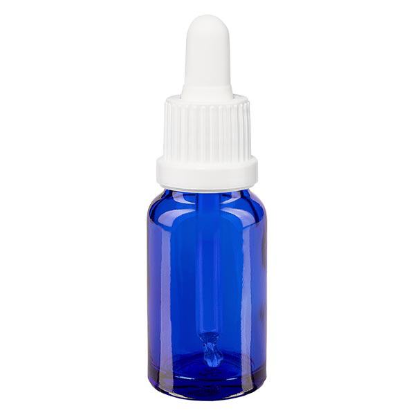 Apoteksflaske blå 10 ml pipette hvid OV Apoteksflaske blå 10 ml pipette hvid OV
