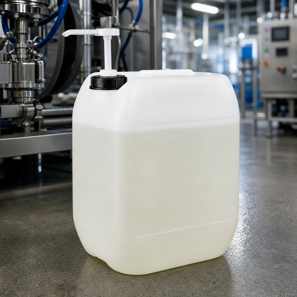 Beholder 10 liter med doseringspumpe Gennemsigtig industrikanister på 10 liter med indbygget doseringspumpe, fremstillet i et moderne produktionsanlæg