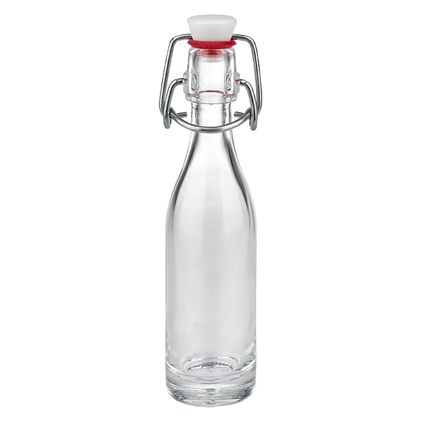 50 ml glasflaske og hængelukning PVC UNiTWIST 50 ml glasflaske med svingtop PVC UNiTWIST - lille flaske med metalclips og hvid kork
