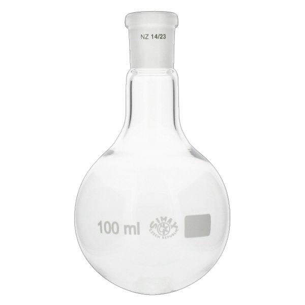 Rundbundet kolbe 100 ml med standard slebet led (14/23) Rundbundet kolbe 100 ml med standard slebet led (14/23)