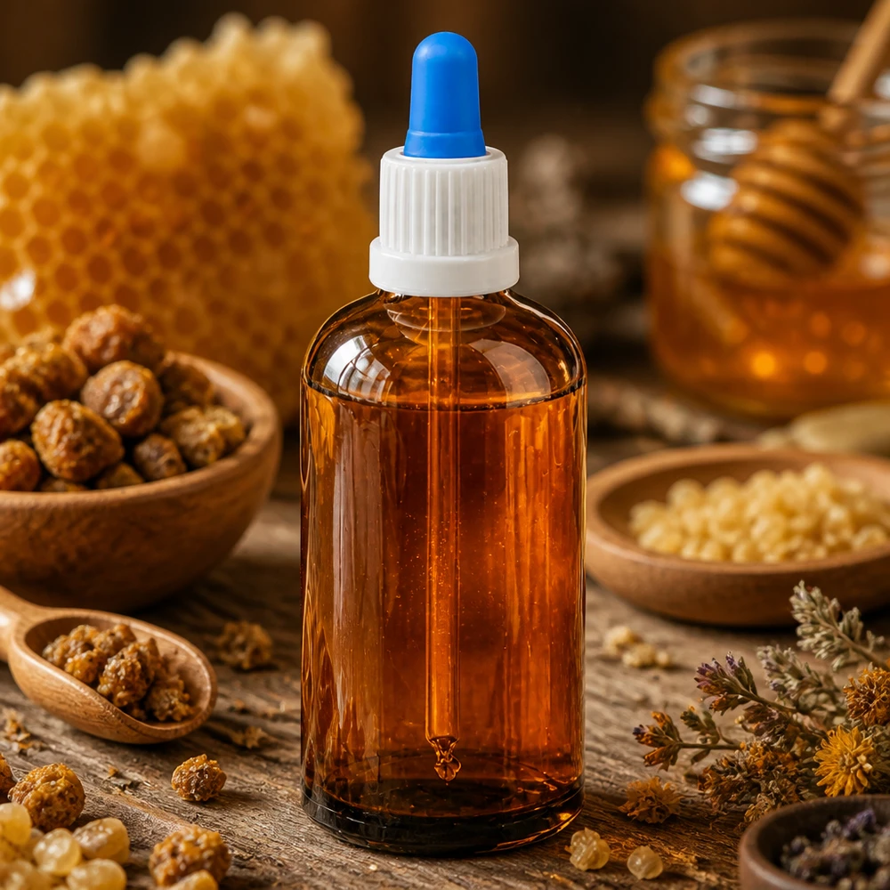 100 ml pipetteflaske hvid/blå OV BrownLine UT18/100 100 ml pipetteflaske af høj kvalitet lavet af ravfarvet glas med præcis dråbehætte til naturprodukter