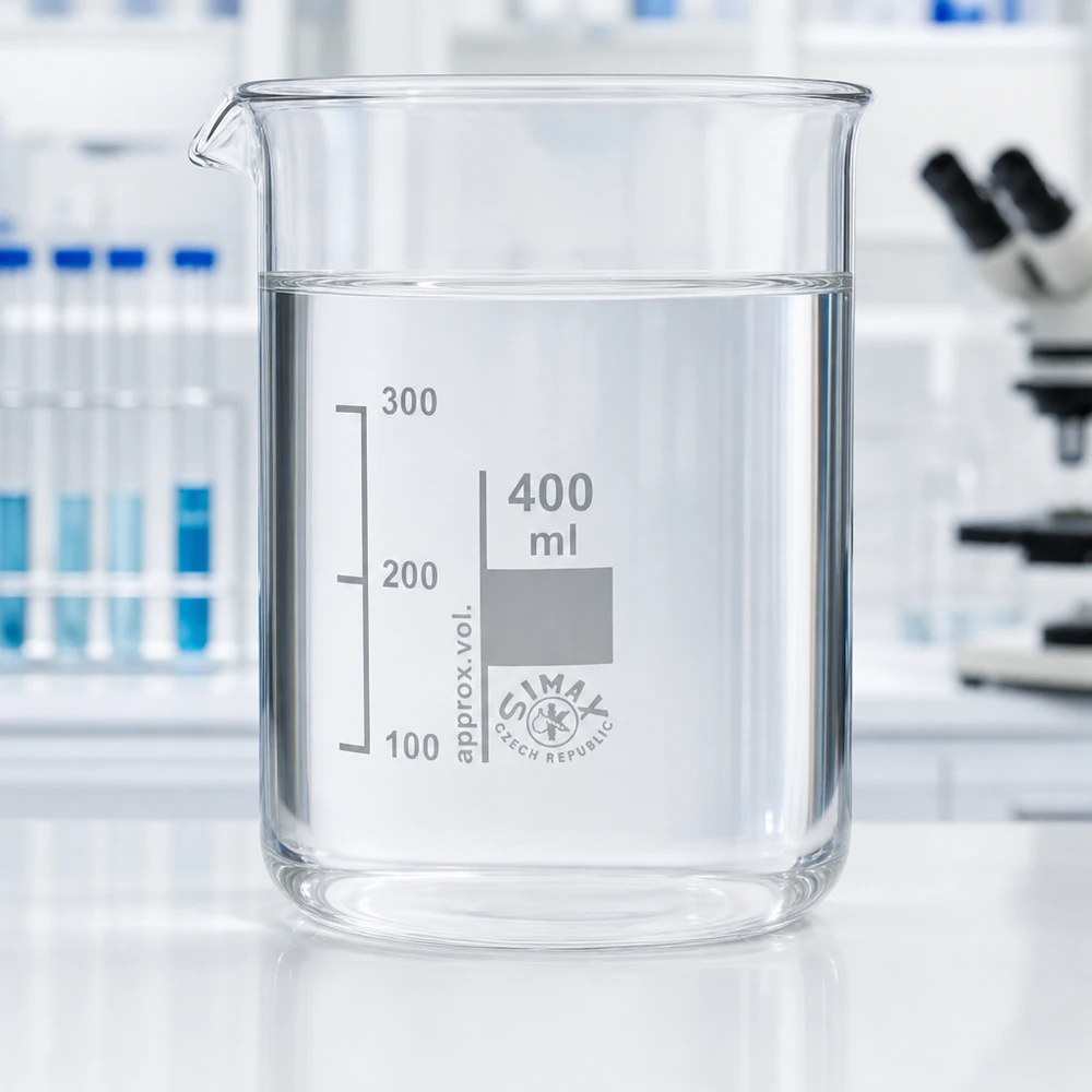Bægerglas 400 ml borosilikatglas, lav form Formstabilt bægerglas på 400 ml fremstillet af borosilikatglas af høj kvalitet til professionelle laboratorieopgaver