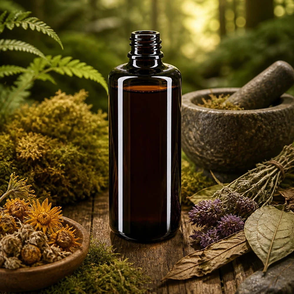 Flaske i violet glas 50 ml DIN 18 (Mironglas) Bæredygtig dråbeflaske Orion 50 ml lavet af genanvendeligt violet glas Miron til miljøbevidste brugere