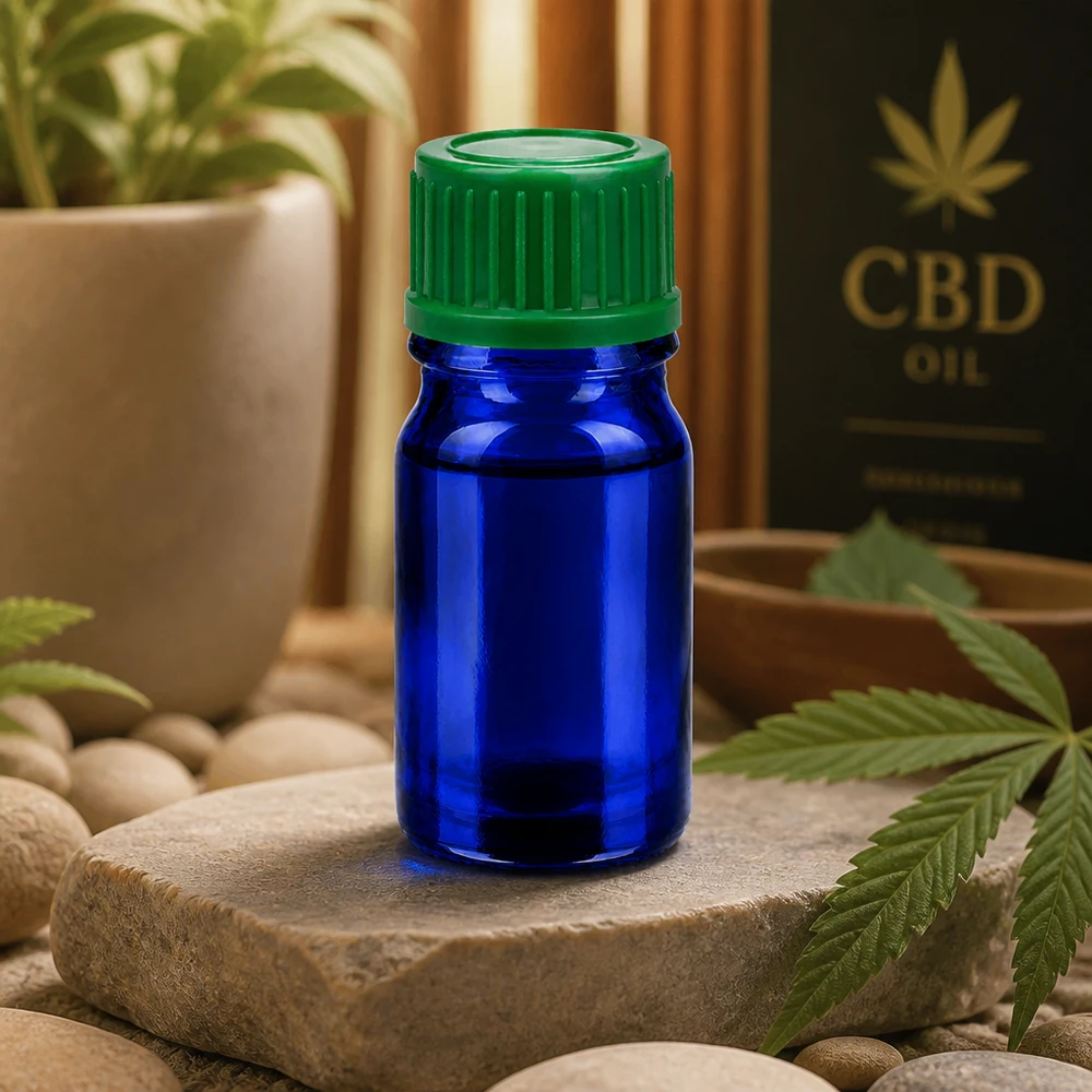 5ml flaske 11mm SV grøn STD BlueLine UT18/5 5 ml koboltblå glasflaske 11 mm SV grøn STD BlueLine UT18/5 til CBD og aromaterapi