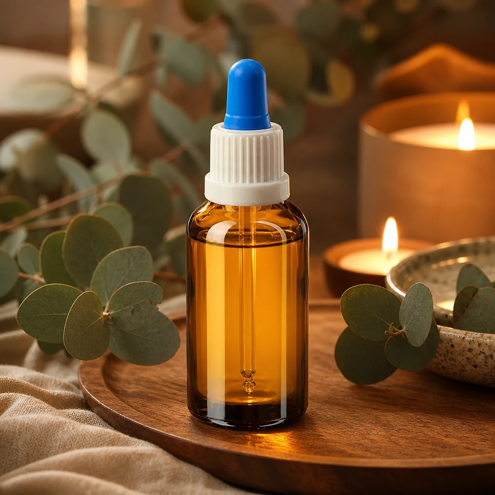 30 ml pipetteflaske hvid/blå OV BrownLine UT18/30 30 ml ravfarvet glasflaske med dråbepipette - perfekt til lysfølsomme væsker og kosmetik