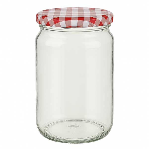 795 ml rund krukke med BasicSeal-låg rød/hvid UNiTWIST