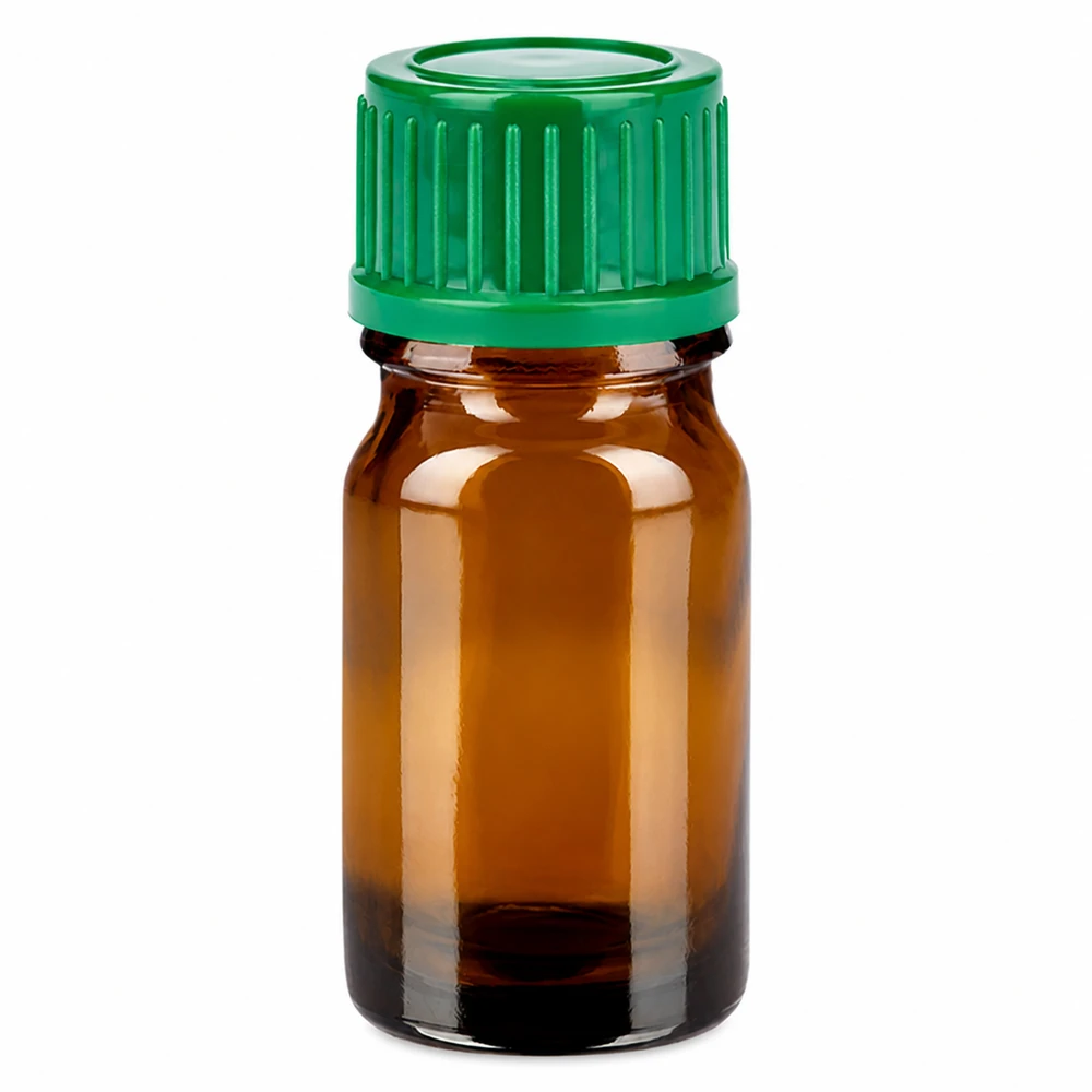 5ml flaske 11mm SV grøn STD BrownLine UT18/5 5 ml ravfarvet glasflaske med grønt skruelåg til æteriske olier og medicin