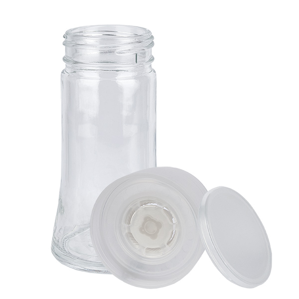 Krydderikrukke i klart glas, 95 ml, med kværn, keramisk, gennemsigtig Krydderikrukke i klart glas, 95 ml, med kværn, keramisk, gennemsigtig