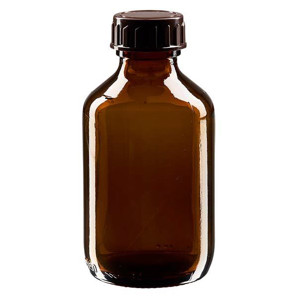 150 ml medicinflaske brun, med låg af brun ApoGlas. Farmaceutisk kvalitet fra EU-produktion. 28 mm (PP28) gevind. (sirup, let glasflaske) 150 ml medicinflaske brun, med låg af brun ApoGlas. Farmaceutisk kvalitet fra EU-produktion. 28 mm (PP28) gevind. (sirup, let glasflaske)
