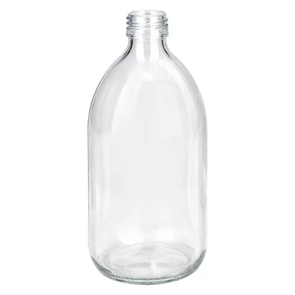 500 ml medicinflaske klar, uden hætte PP28 ApoGlas. Farmaceutisk kvalitet fra EU-produktion. 28 mm gevind. (sirup, let glasflaske) 500 ml medicinflaske klar, uden hætte PP28 ApoGlas. Farmaceutisk kvalitet fra EU-produktion. 28 mm gevind. (sirup, let glasflaske)