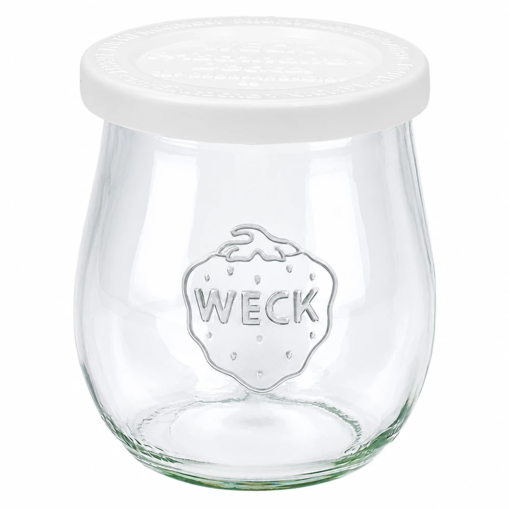 220 ml tulpanglas med friskhedslåg WECK RR60 WECK tulipankrukke 220 ml med hvidt friskhedslåg RR60 - glaskrukke til konservering og opbevaring
