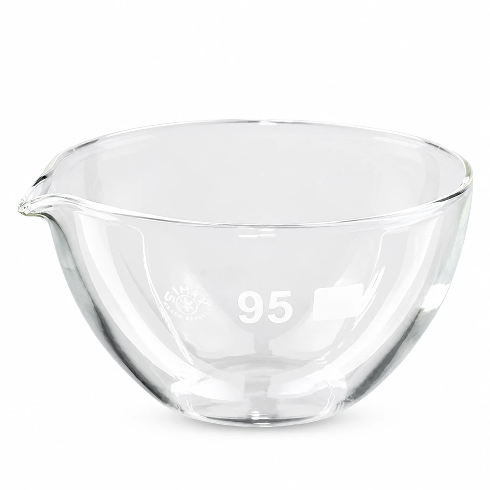 Fordampningsbakke 170 ml med borosilikat-tud 170 ml fordampningsskål i borosilikat med praktisk tud til laboratorieformål