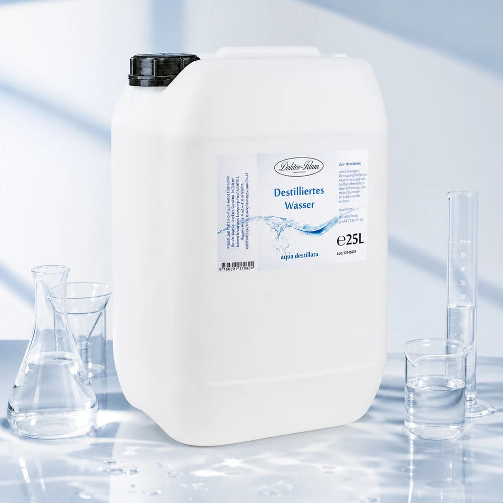 25 liter destilleret vand Doktor-Klaus Doktor-Klaus destilleret vand 25 liter dunk med ergonomisk håndtag og tud