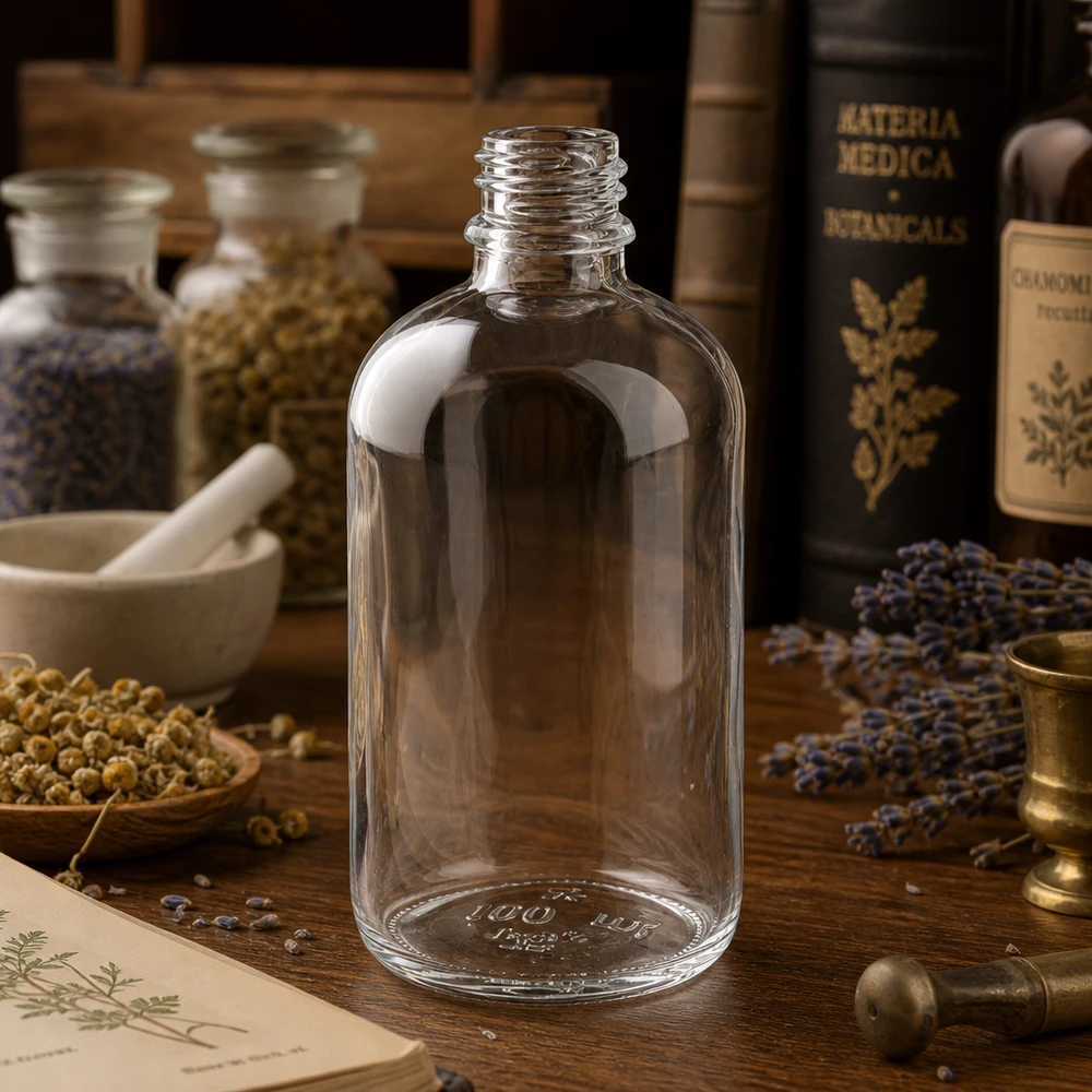 100 ml ApoGlas-apoteksflaske i klassisk design til traditionel medicin og naturlægemidler