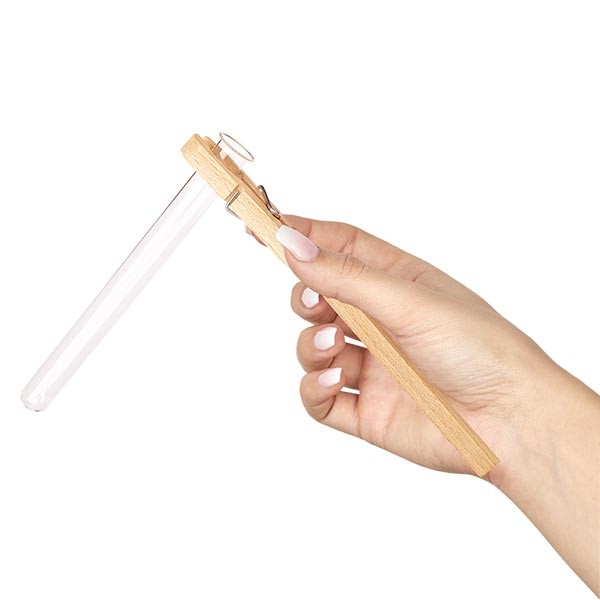 Reagensglasholder af træ
