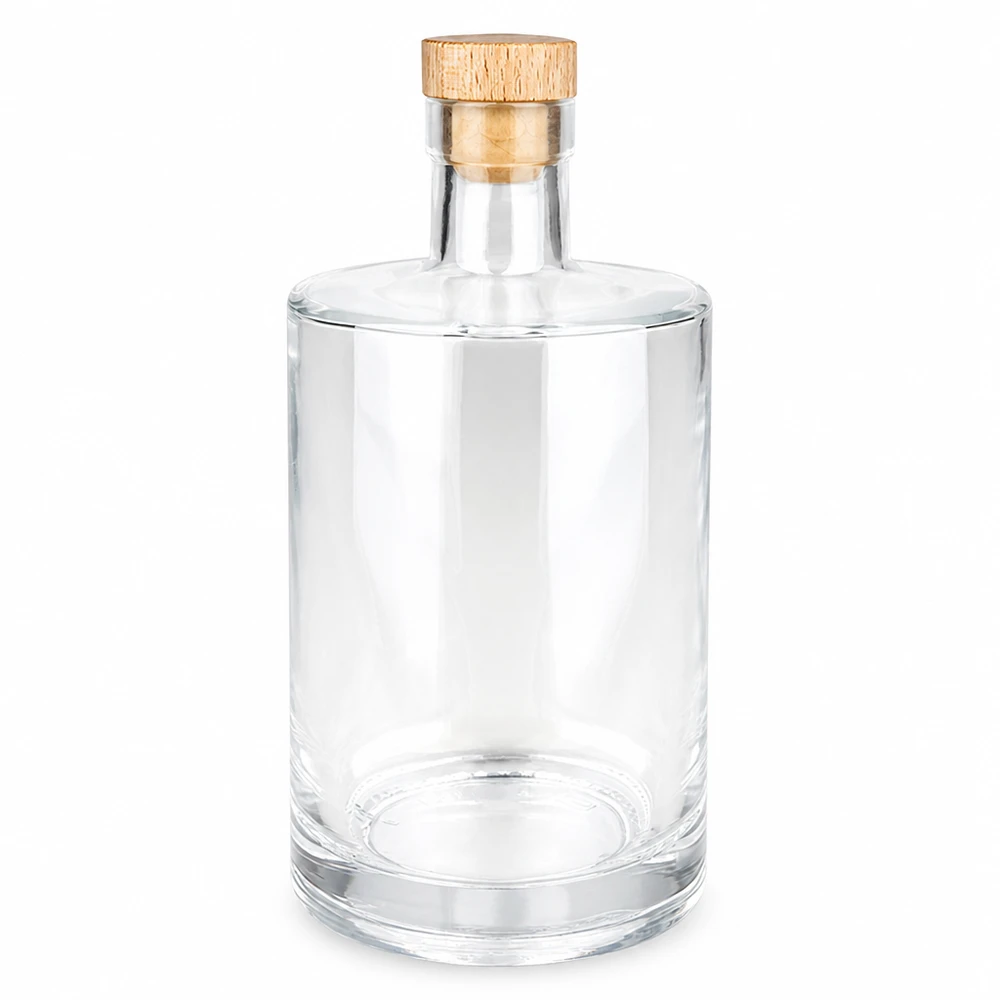 700 ml glasflaske »Marie« med træhåndtag UNiTWIST® 700 ml glasflaske Marie med træhåndtag kork UNiTWIST tom transparent på hvid baggrund