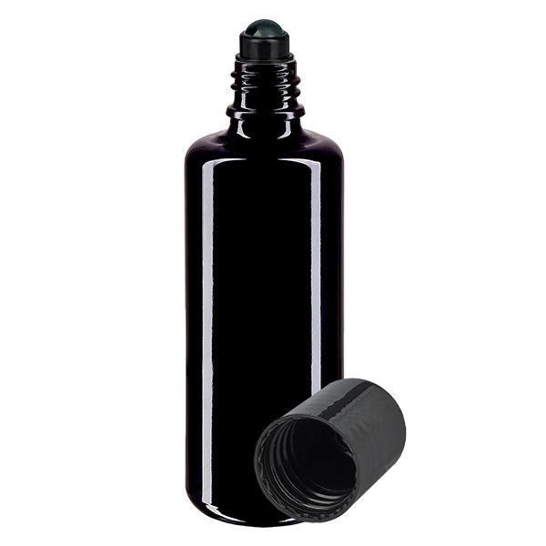 Apoteksflaske viol 100ml roll-on hætte sort Apoteksflaske viol 100ml roll-on hætte sort