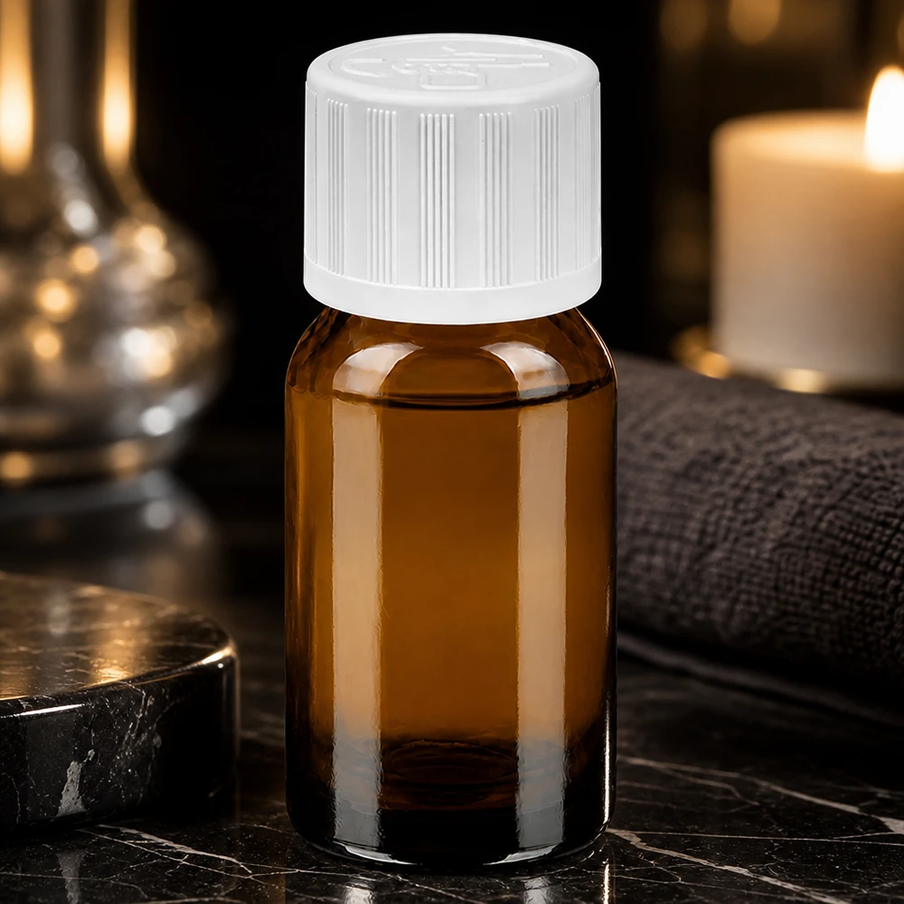 10 ml flaske 11 mm SV m. STD KiSi BrownLine UT18/10 Kompakt 10 ml flaske lavet af UV-beskyttende ravfarvet glas med hvid hætte til homøopati
