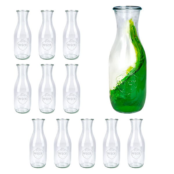 Sæt med 12 Weck-krukker 1062 ml juiceflaske Sæt med 12 Weck-krukker 1062 ml juiceflaske