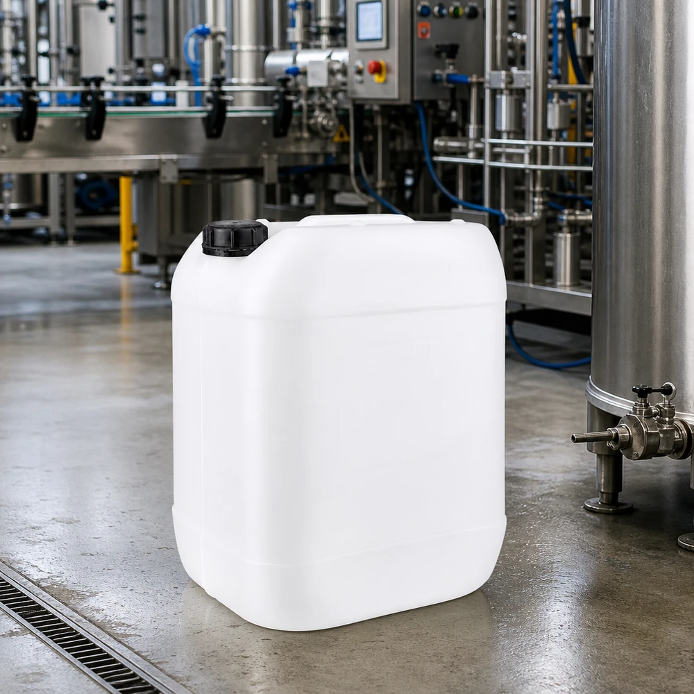 Fødevaregodkendt 20-liters plastdunk med original lukning til industri og erhverv