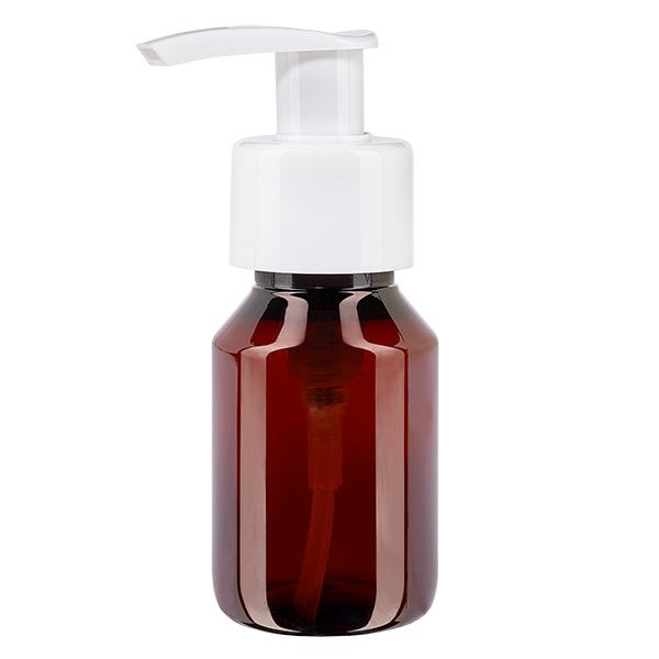 PET-flaske 50 ml med dispenserpumpe hvid PET-flaske 50 ml med dispenserpumpe hvid