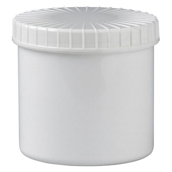 Hvid skruekrukke 375 ml med rillet låg Hvid skruekrukke 375 ml med rillet låg