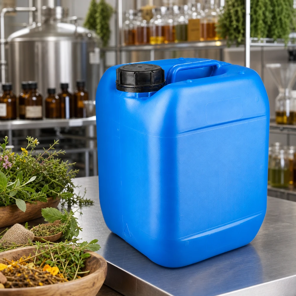 5 liters blå dunk med skruelåg OV Fødevaregodkendt 5-liters dunk, blå, med OV-skruelåg og robust bærehåndtag