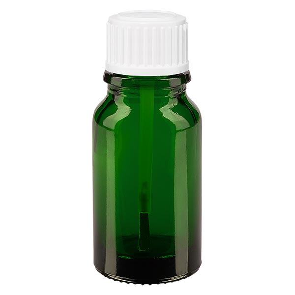 Apotekerflaske grøn 10 ml skruelåg hvid børste Apotekerflaske grøn 10 ml skruelåg hvid børste
