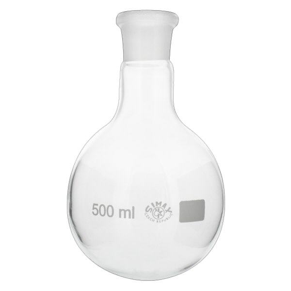 Rundbundet kolbe 500 ml med standard slebet led (29/32) Rundbundet kolbe 500 ml med standard slebet led (29/32)