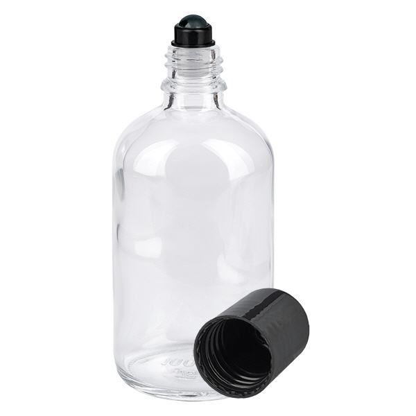 Apoteksflaske klar 100 ml roll-on hætte sort Apoteksflaske klar 100 ml roll-on hætte sort