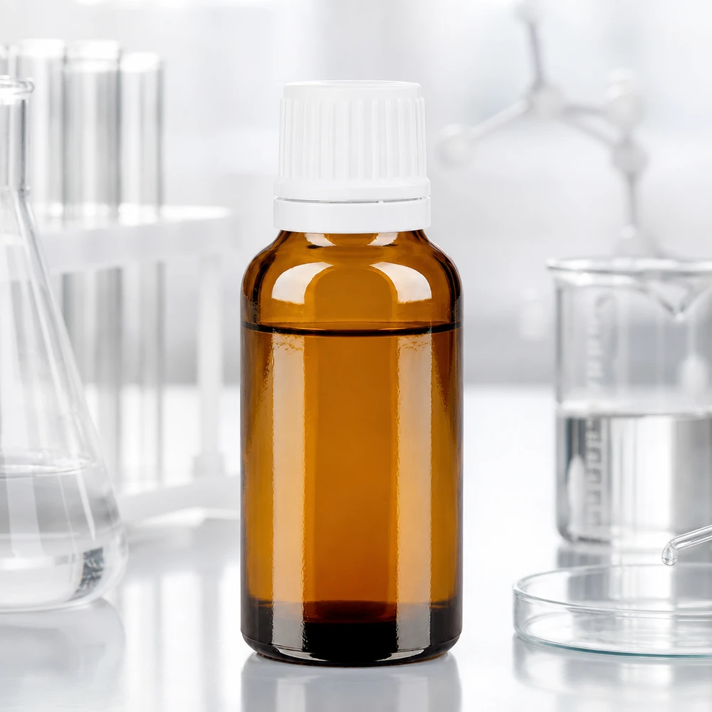 Apoteksflaske brun 20 ml skruelåg hvid OV 20 ml apotekerflaske af brunt glas med hvid sikkerhedslåg på 11 mm til laboratoriebrug