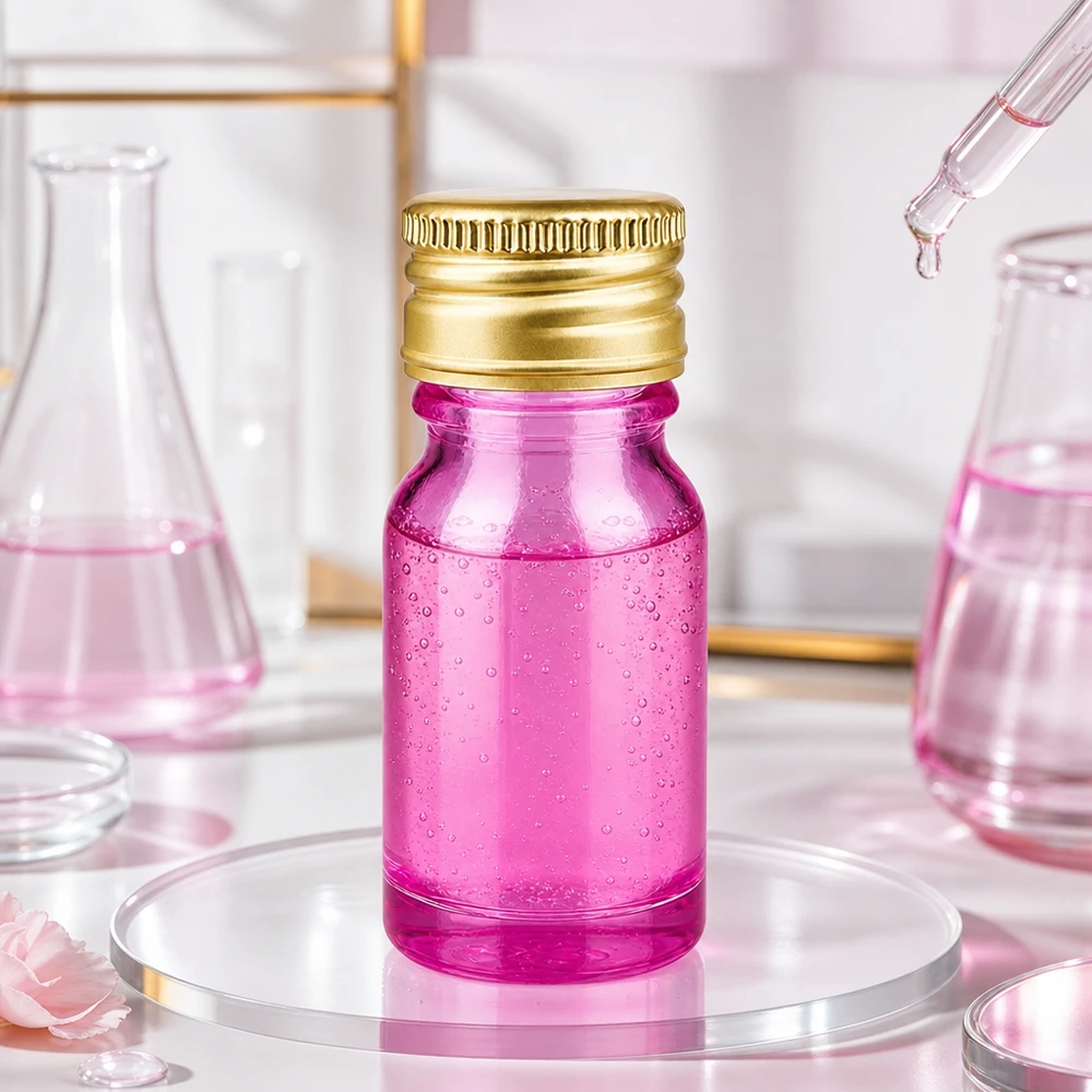 10ml flaske 11mm skruelåg aluminium guld standard PurpleLine. UT18/10 Kompakt 10 ml laboratorieflaske i lilla med guldfarvet aluminiumshætte til videnskabelige formål
